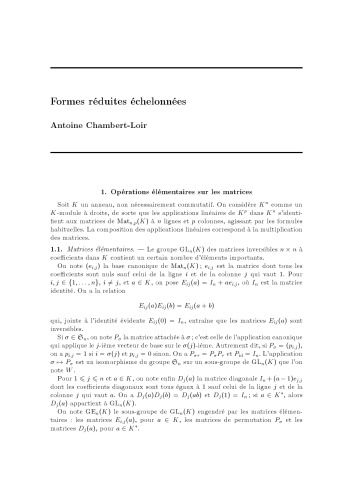 Formes réduites échelonnées [Lecture notes]