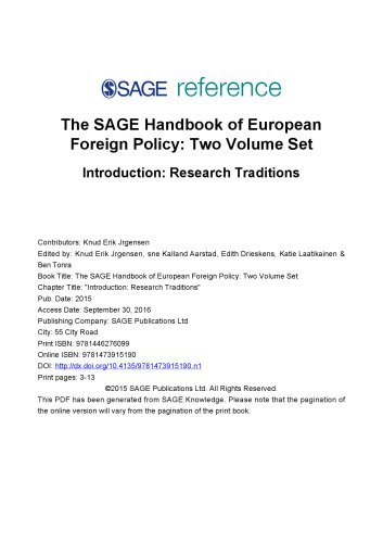 The SAGE Handbook of European Foreign Policy: Two Volume Set