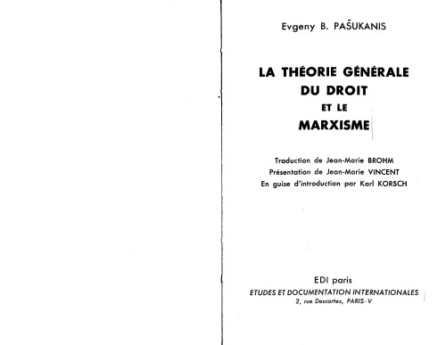 La Théorie générale du droit et le marxisme
