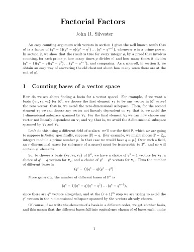 Factorial Factors [preprint]