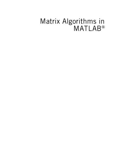 Matrix Algorithms in MATLAB