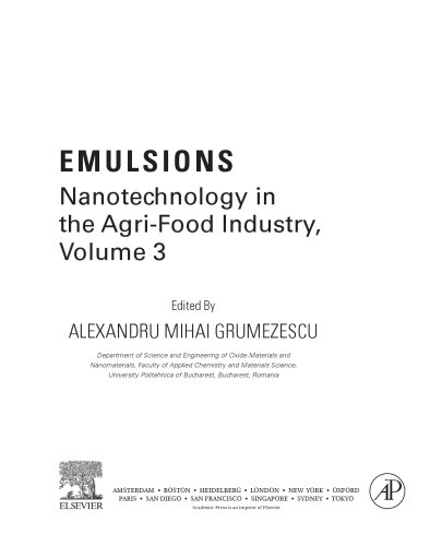 Emulsions. Nanotechnology in the Agri-Food Industry Volume 3