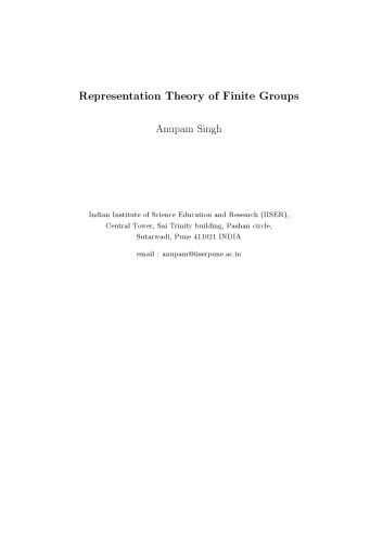 Representation Theory of Finite Groups [Lecture notes]