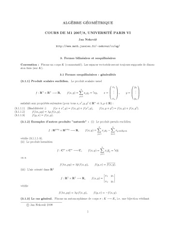 Algèbre géométrique, Part II: Formes quadratiques et hermitiennes [Lecture notes]