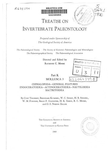 Treatise on Invertebrate Paleontology - Part K - Mollusca 3 - Cephalopoda