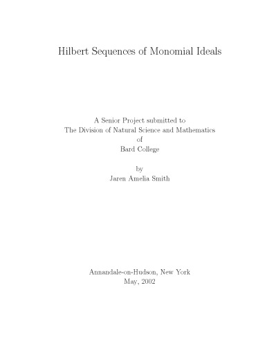 Hilbert Sequences of Monomial Ideals [Senior thesis]