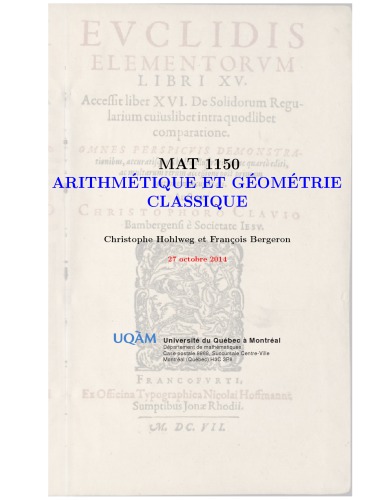 Arithmétique et Géométrie Classique [Lecture notes]