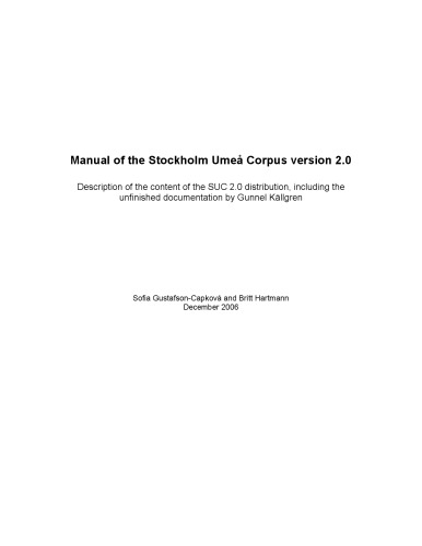 Manual of the Stockholm Umeå Corpus version 2.0