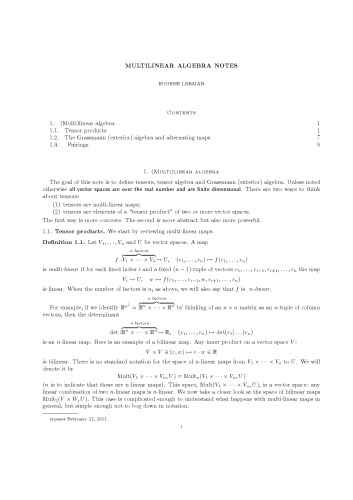 Multilinear Algebra notes [Lecture notes]