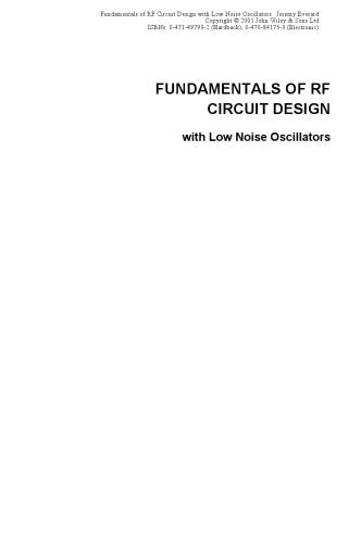 Fundamentals of RF circuit design: with low noise oscillators