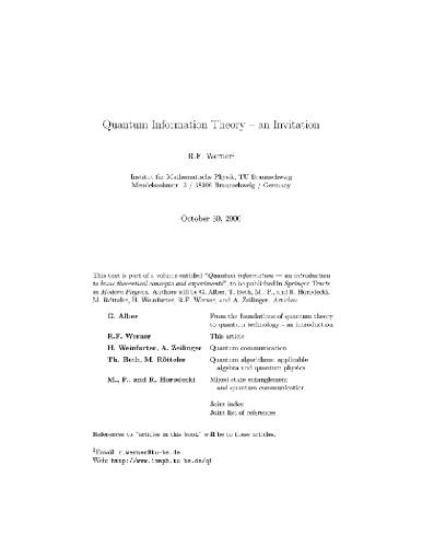 Quantum information theory - an invitation