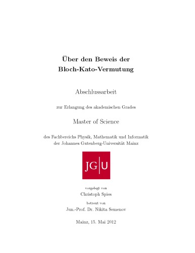 Über den Beweis der Bloch-Kato-Vermutung [Master thesis]