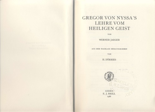 Gregor Von Nyssa’s Lehre Vom Heiligen Geist