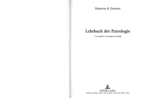 Lehrbuch der Patrologie:Patrology