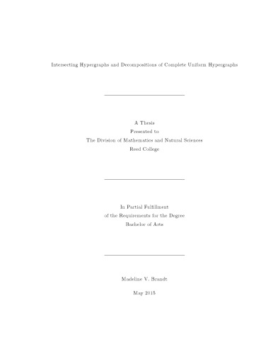 Intersecting Hypergraphs and Decompositions of Complete Uniform Hypergraphs