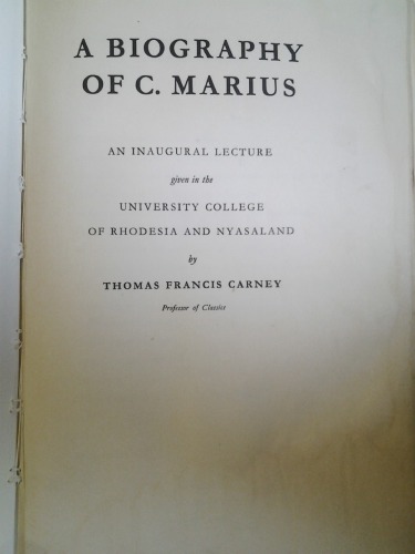 A Biography of C. Marius