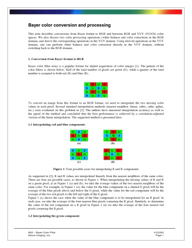 AN3 – Bayer Color: Bayer color conversion and processing