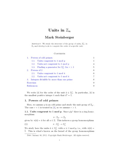 Units in Zn [expository notes]