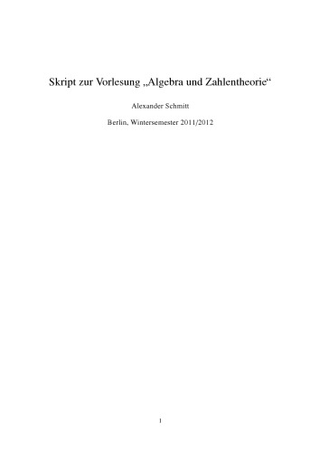 Algebra und Zahlentheorie [Lecture notes]