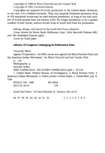 Agents of Repression: The FBI’s Secret Wars against the Black Panther Party and the American Indian Movement