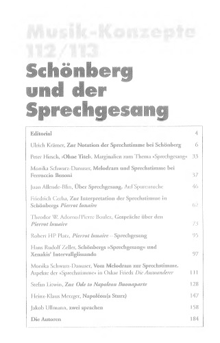 Schönberg und der Sprechgesang