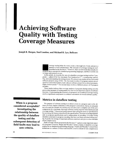 Achieving Software Quality With Testing Coverage Measures