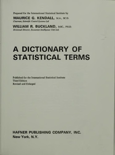 A dictionary of statistical terms