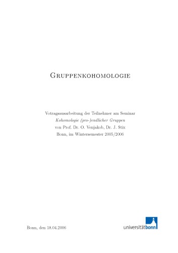 Gruppenkohomologie [Lecture notes]