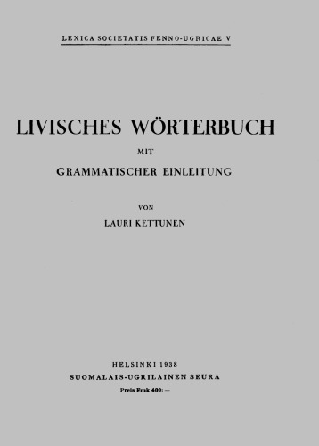 Livisches Wörterbuch mit grammatischer Einleitung