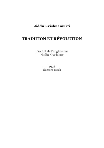 Tradition et révolution