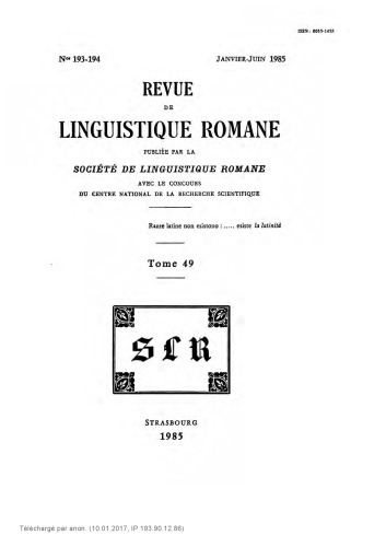 Revue de linguistique romane