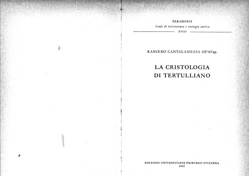 La cristologia di Tertulliano