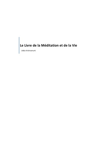 Le livre de la méditation et de la vie