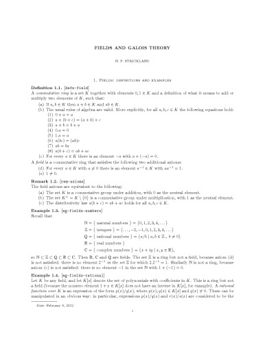 Fields and Galois theory [Lecture notes]