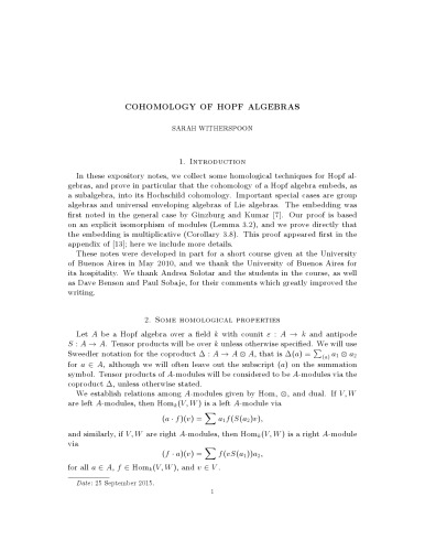 Cohomology of Hopf algebras [expository notes]