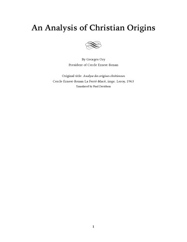 An analysis of Christian origins