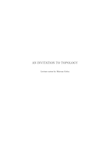 An invitation to topology [Lecture notes]