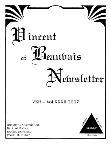 Vincent of Beauvais Newsletter