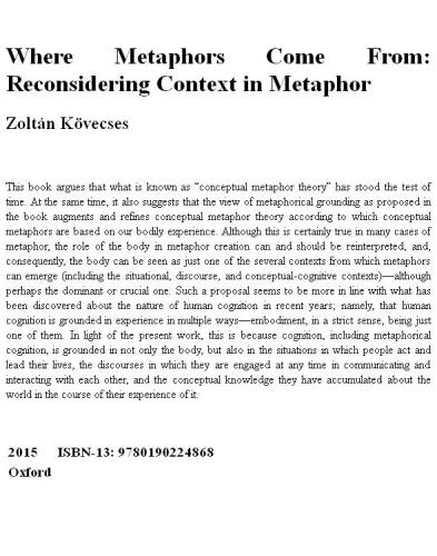 Where Metaphors Come From: Reconsidering Context in Metaphor