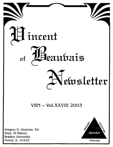 Vincent of Beauvais Newsletter