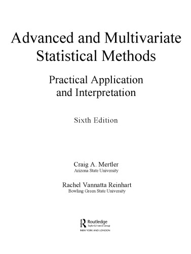 Advanced and Multivariate Statistical Methods