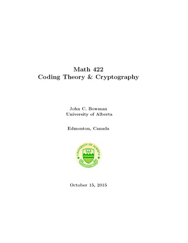 Math 422 Coding Theory & Cryptography [Lecture notes]