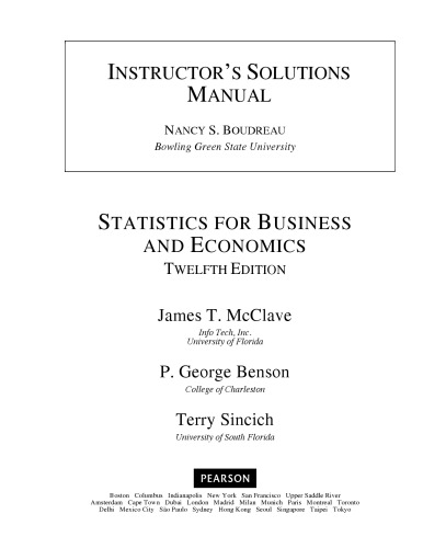 Instuctor’s Solutions Manual for Statistics for Business and Economics