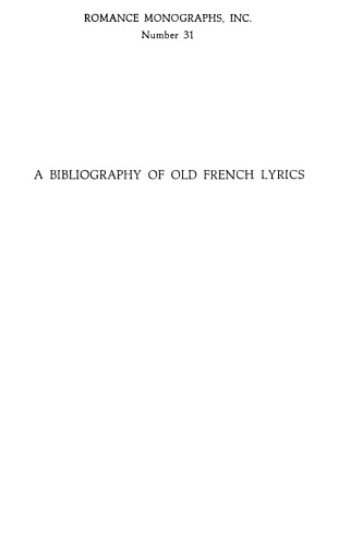 A bibliography of Old French lyrics