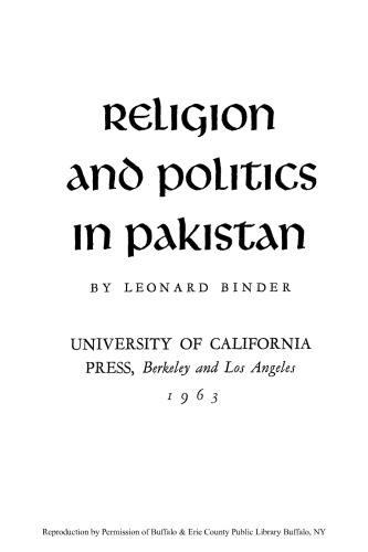 Religion and Politics in Pakistan