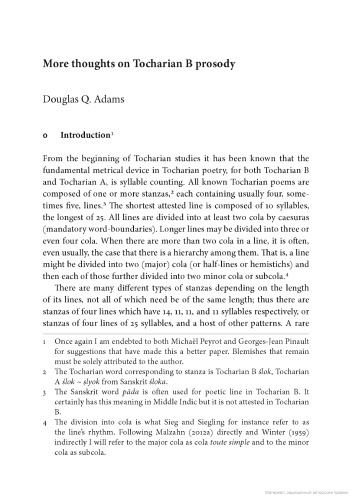 More thoughts on Tocharian B prosody