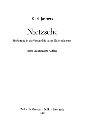 Nietzsche : Einführung in das Verständnis seines Philosophierens