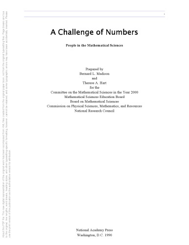 A challenge of numbers : people in the mathematical sciences