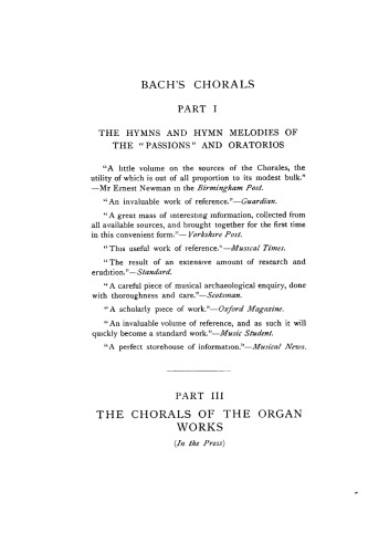 Bach’s Chorals. Part 2 : the hymns and hymn melodies of the cantatas and motetts.