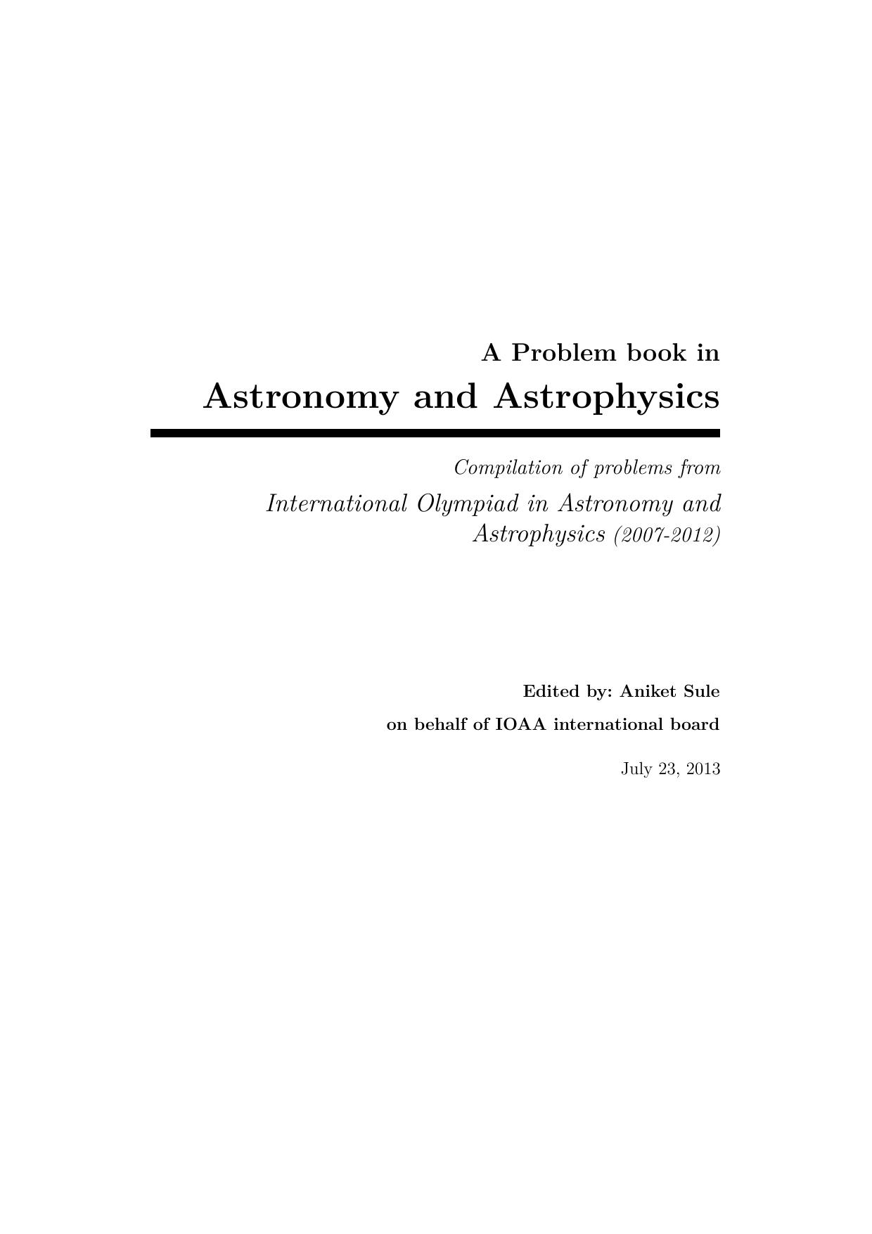 A Problem book in Astronomy and Astrophysics